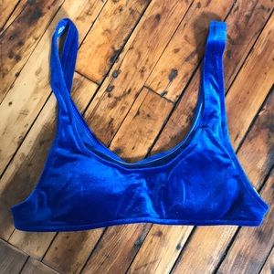 Blue velvet bathing suit top